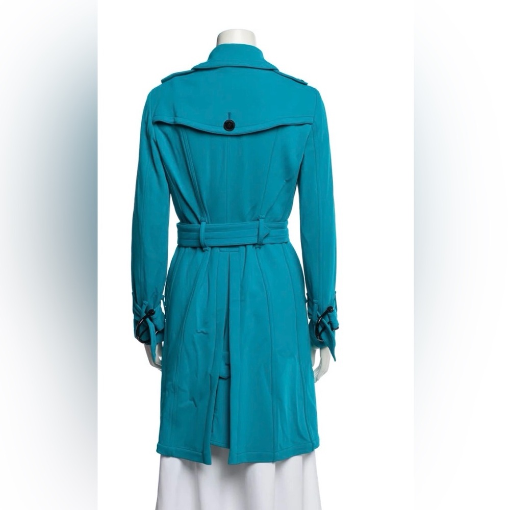 Burberry Prorsum Turquoise Trench Coat with Iconic Logo bottoms - Picture 3 of 8